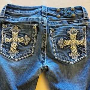 Miss Me Blue Jeans with Embroidered Crosses